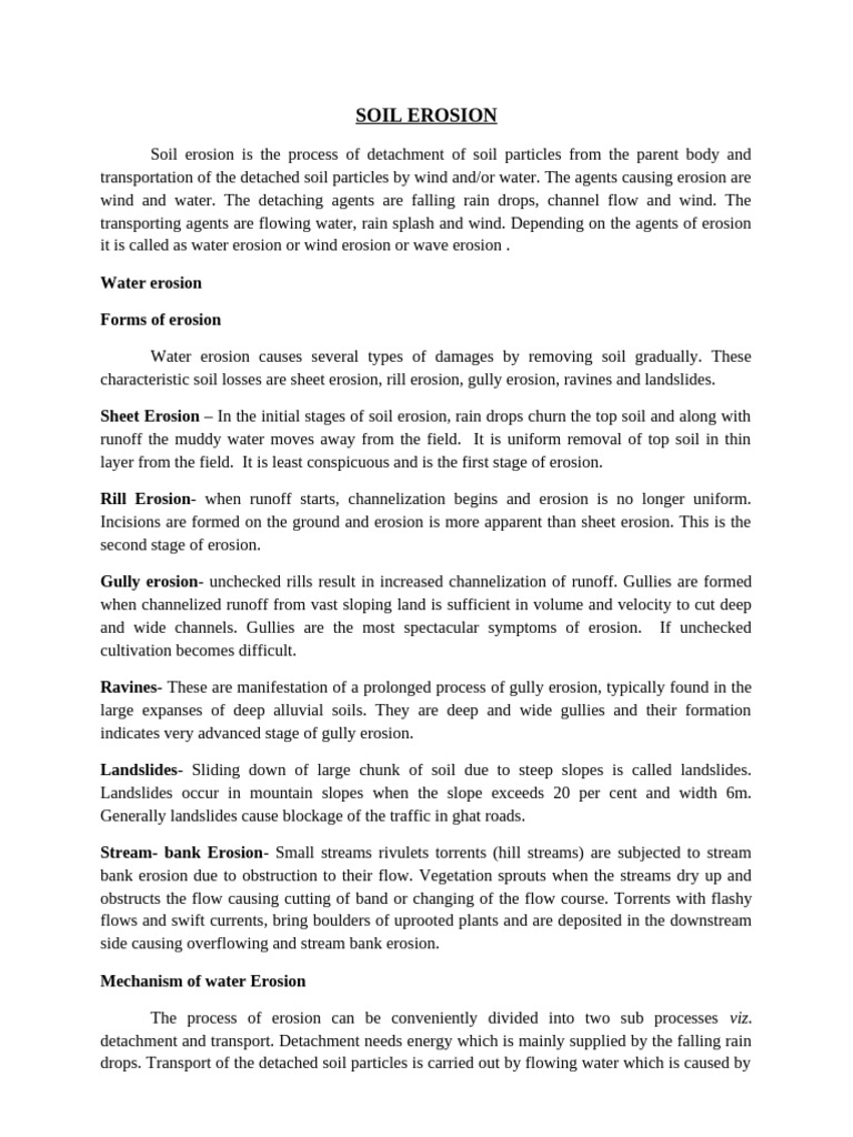 Understanding Soil Erosion Types and Causes | PDF | Erosion | Surface ...
