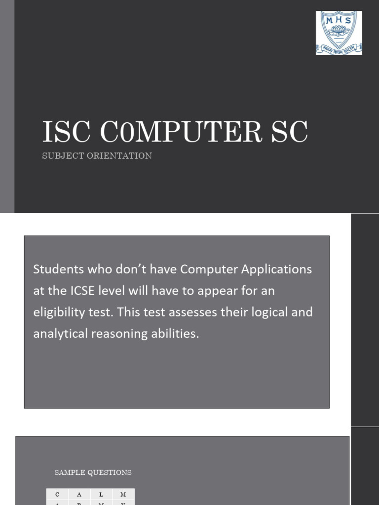 ISC Computer Science Eligibility Test | PDF
