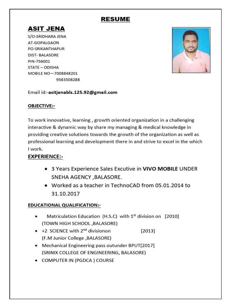 Asit Jena's Professional Resume | PDF