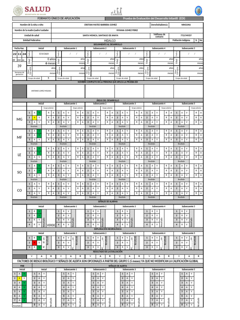 Formato Prueba EDI Infantil | PDF