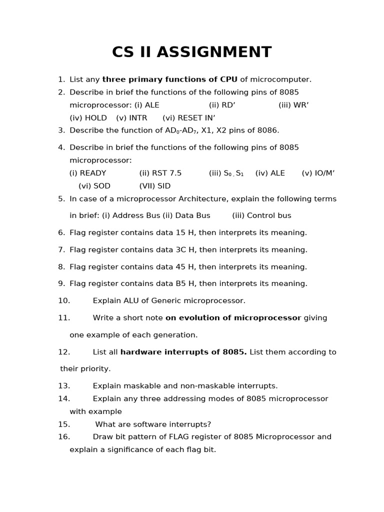 CS II 8085 INTRO Assignment For July 2025 | PDF