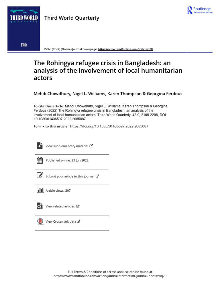 The Rohingya Refugee Crisis in Bangladesh | PDF | Rohingya People ...