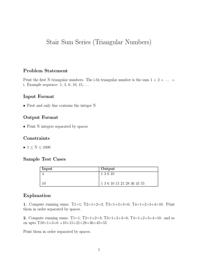 First N Triangular Numbers Output | PDF