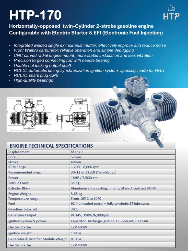 85cc Twin-Cylinder 2-Stroke Engine Specs | PDF