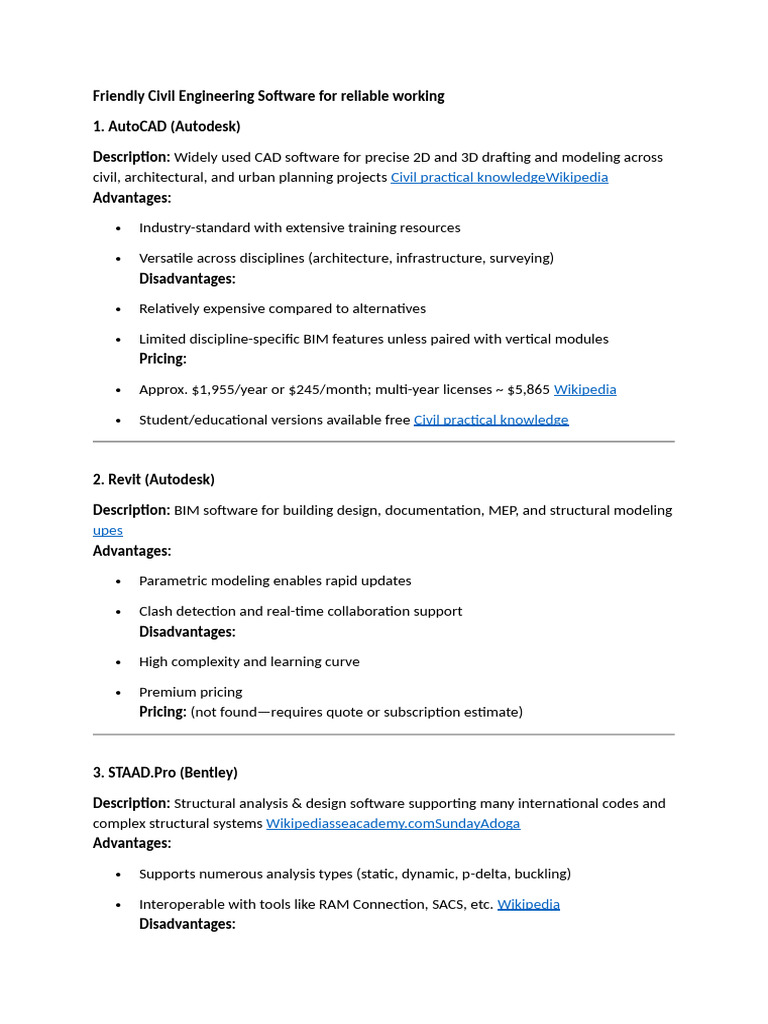 Essential Civil Engineering Software List | PDF | Autodesk | Arc Gis