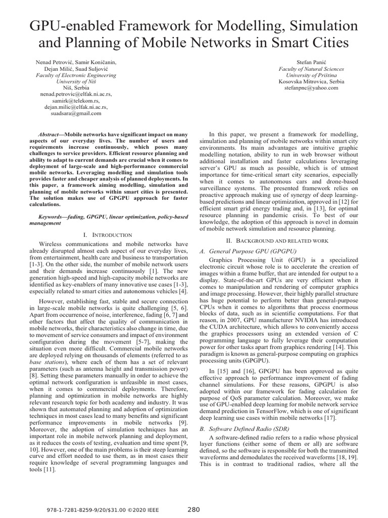 GPU Framework for Smart City Mobile Networks | PDF | Graphics ...