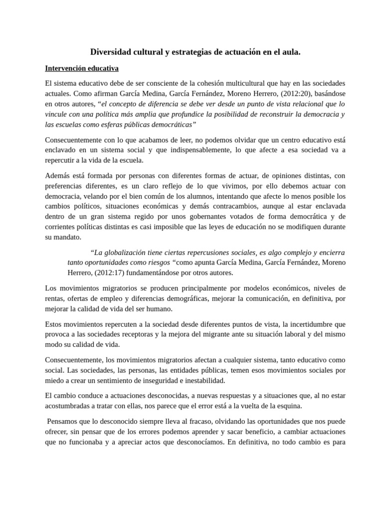 Estrategias para la Diversidad Cultural en Aula | PDF | Democracia ...