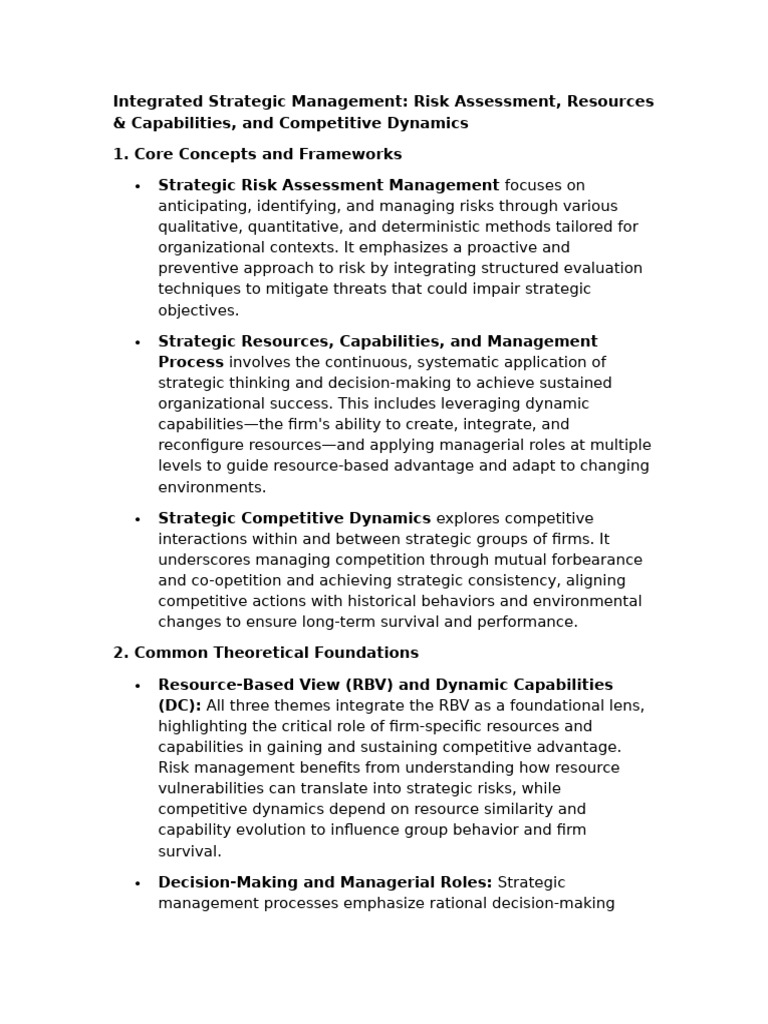 Integrated Strategic Management Insights | PDF | Risk | Risk Assessment