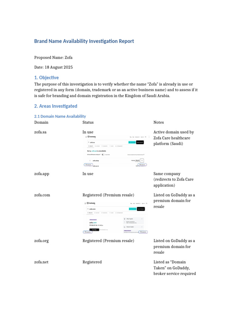 Zofa Investigation Report | PDF | Trademark