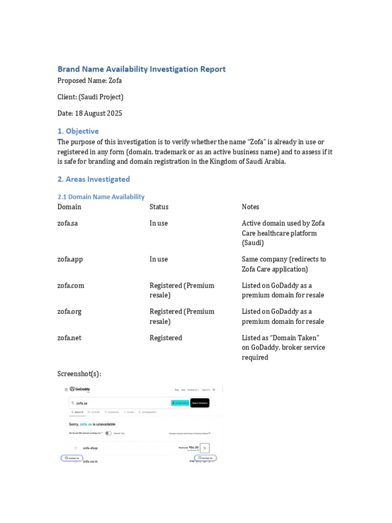 Photo inspiration: Picture Idea: Zofa Name Availability Report Pdf