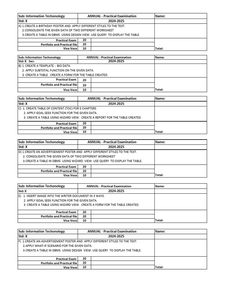 Practicals Question Paper 24-25 | PDF | Databases | Computing
