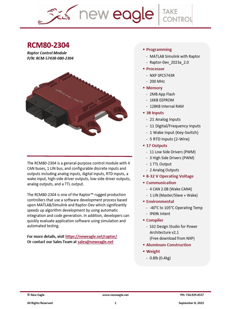 RCM80-2304 Raptor Control Module Overview | PDF | Analog To Digital ...