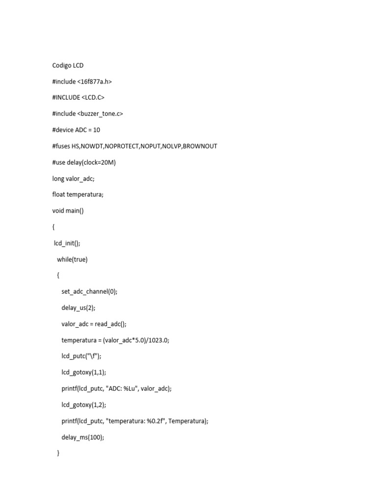 LCD Temperature Display Code | PDF