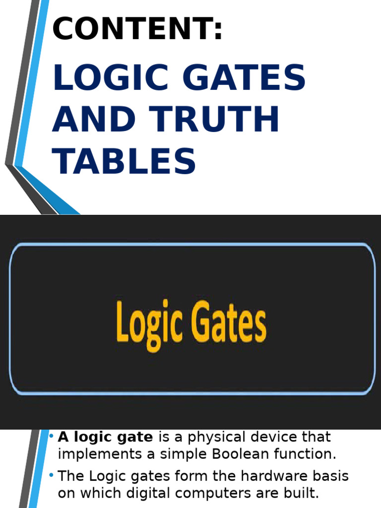 Logic Gates and Their Truth Tables | PDF | Logic Gate | Computer ...