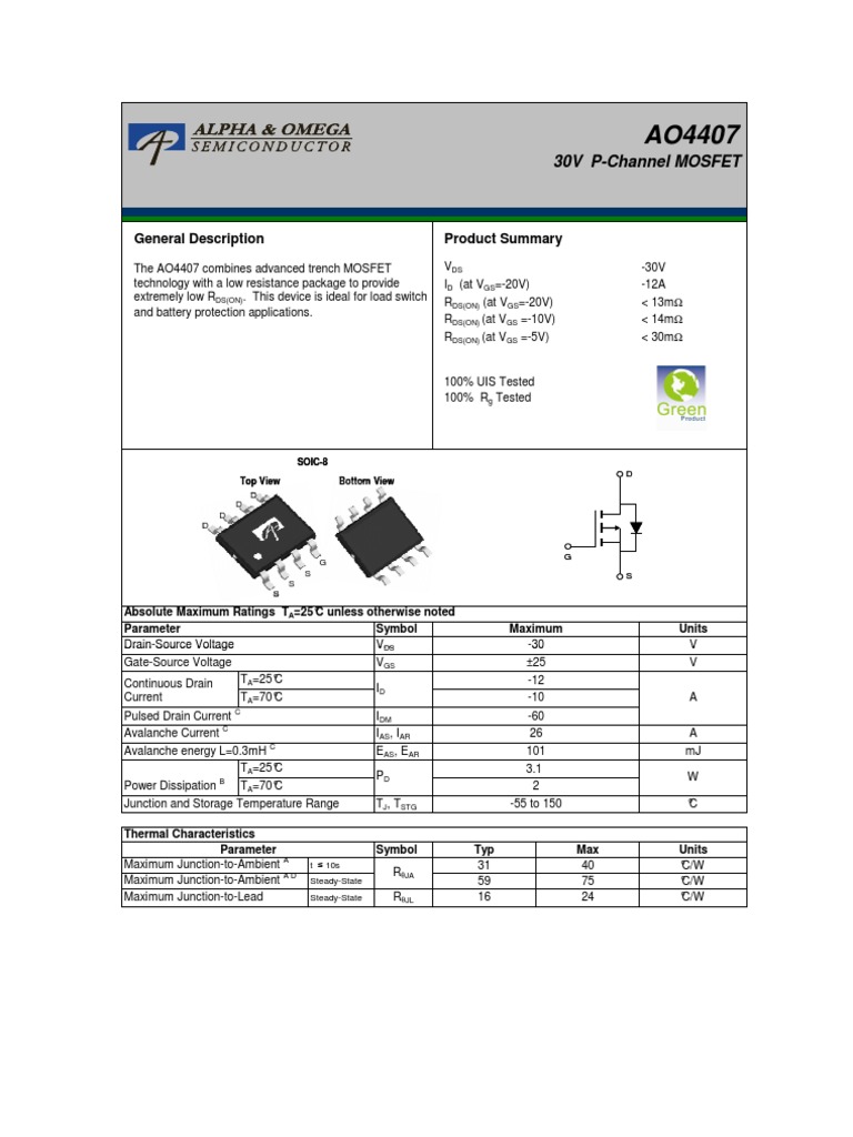 AO4407 | PDF | Technology & Engineering