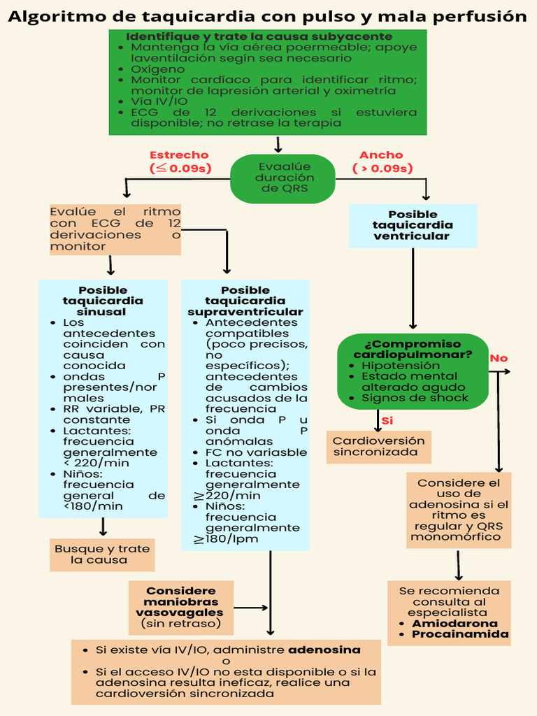 Algoritmo de Taquicardia Pediátrica Con Pulso y Mala Perfusión | PDF ...