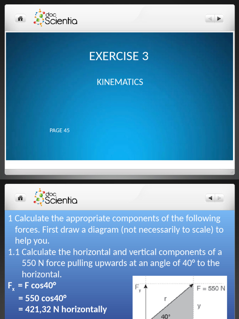Force Component Calculations in Kinematics | PDF | Force | Euclidean Vector