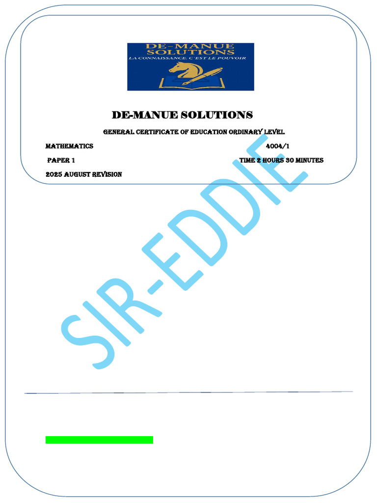 2025 O-Level Maths Revision Paper | PDF | Mathematics