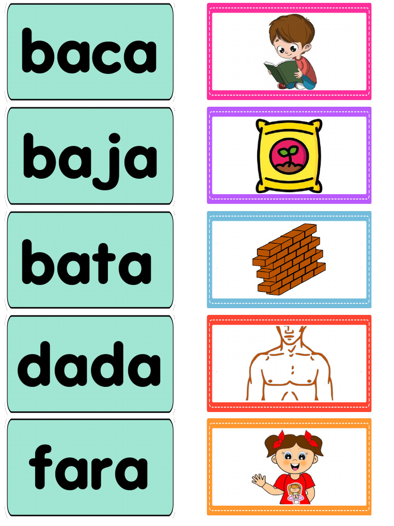 Kad Comel Suku Kata Terbuka Perkataan Dan Gambar Saiz Kad Atm | PDF