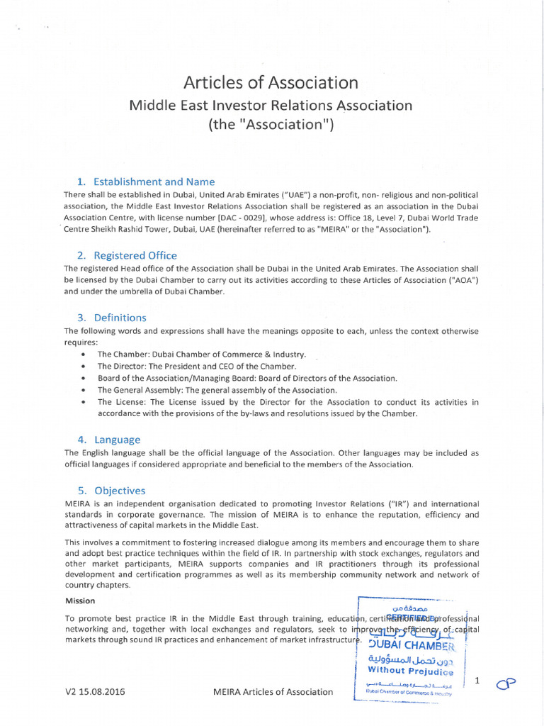 Articles of Association | PDF
