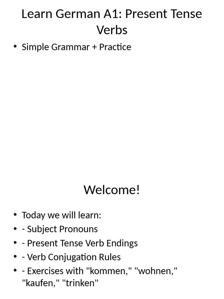 German A1 Present Tense Tutorial | PDF