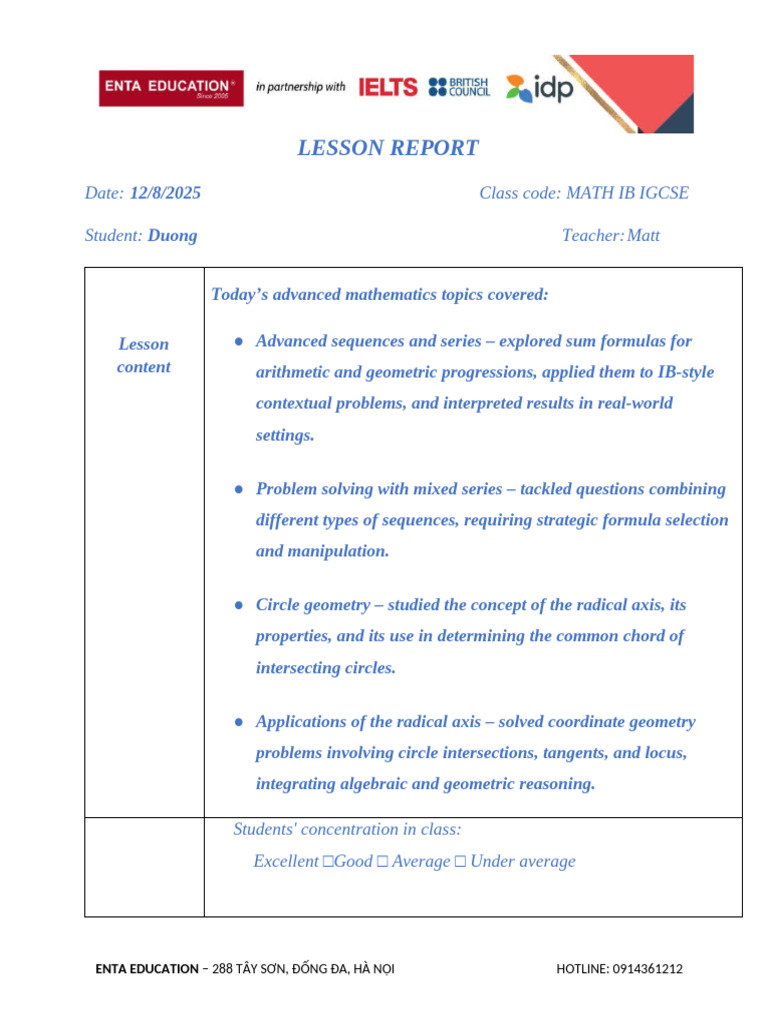 Lesson Report 12.8 Math | PDF