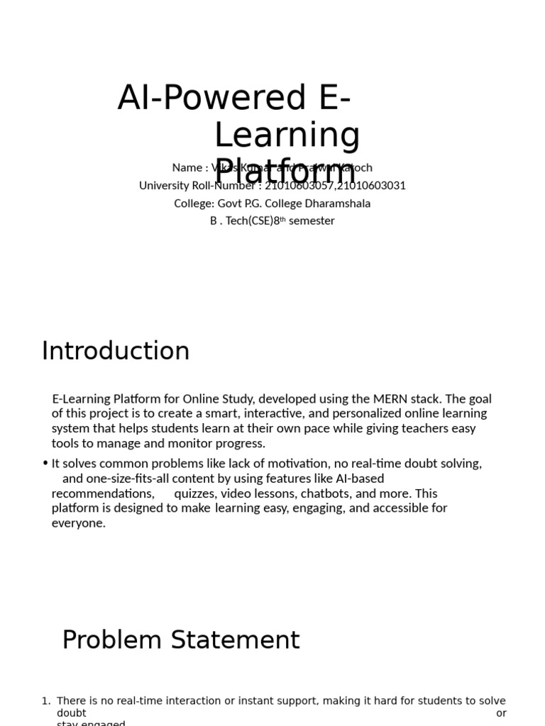AI-Driven E-Learning Platform Overview | PDF | Educational Technology ...