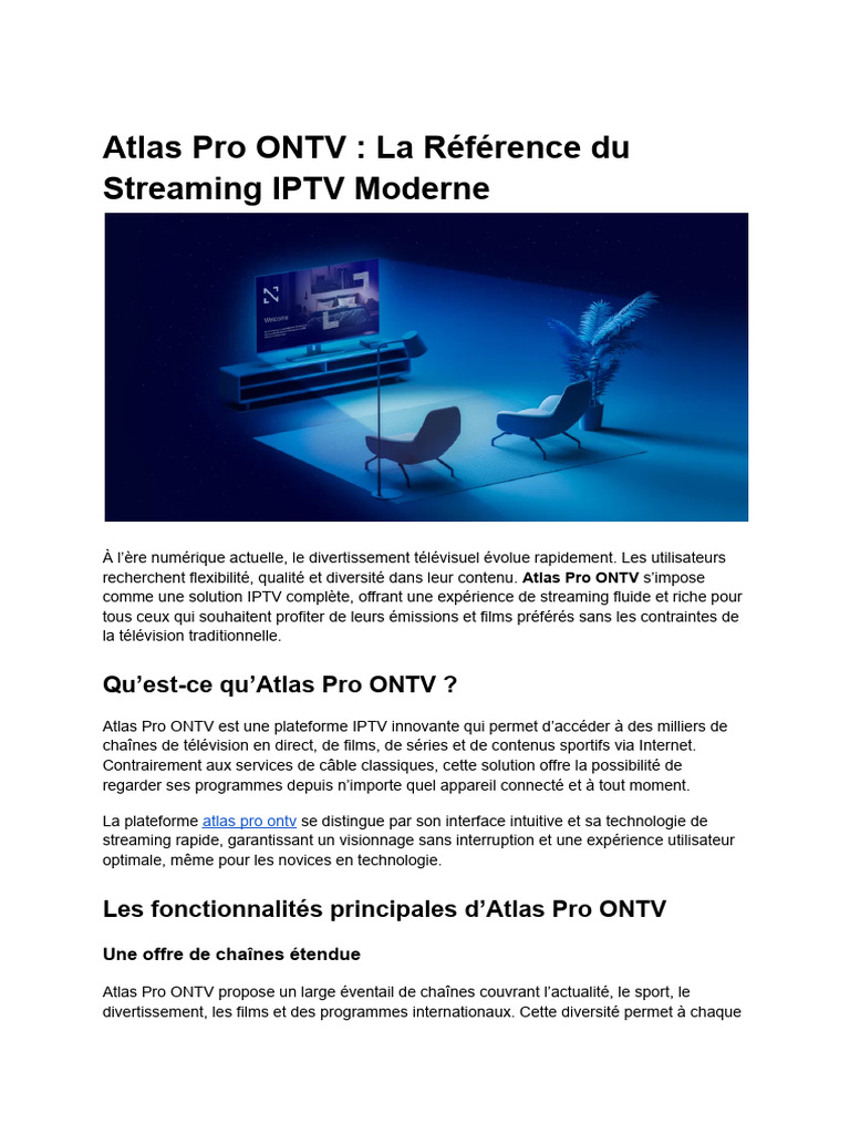 Atlas Pro ONTV : Streaming IPTV Simplifié | PDF | Vidéo à la demande ...