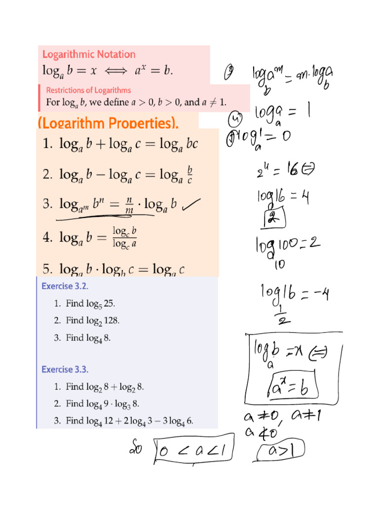 Logarithm Concepts in Chapter 1 | PDF | Number Theory | Arithmetic