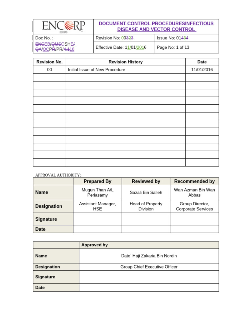 ECSB OHSE OCP PR 18 Infectious Disease and Vector Control | PDF ...