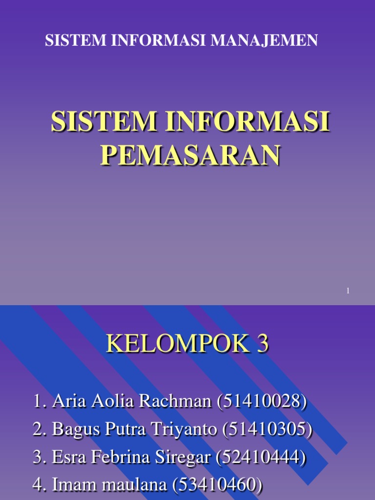 Sistem Informasi Pemasaran Sistem Informasi Pemasaran