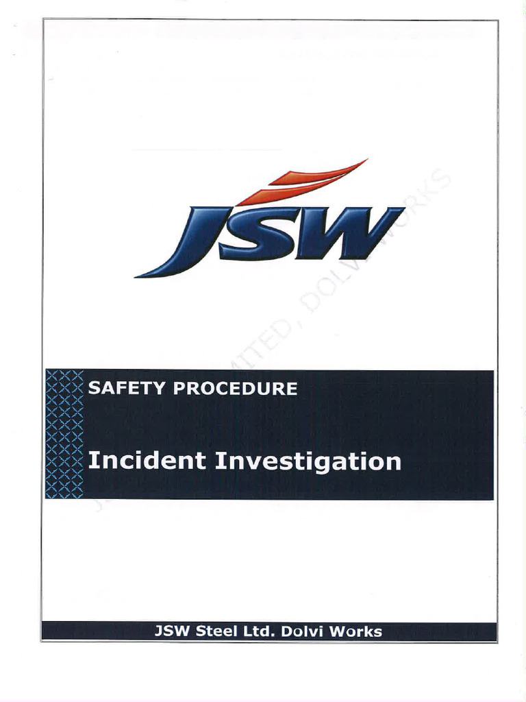 JSW Safety Procedure On Incident Investigation - Rev04 | PDF