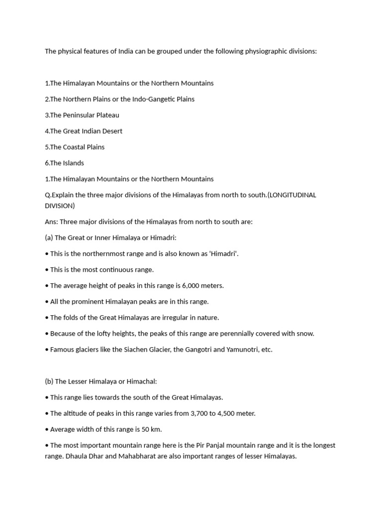 Physiographic Divisions of India Explained | PDF | Himalayas | Geology
