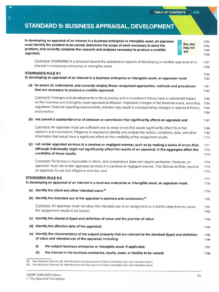 USPAP 2018 2019 Standard 9 10 | PDF