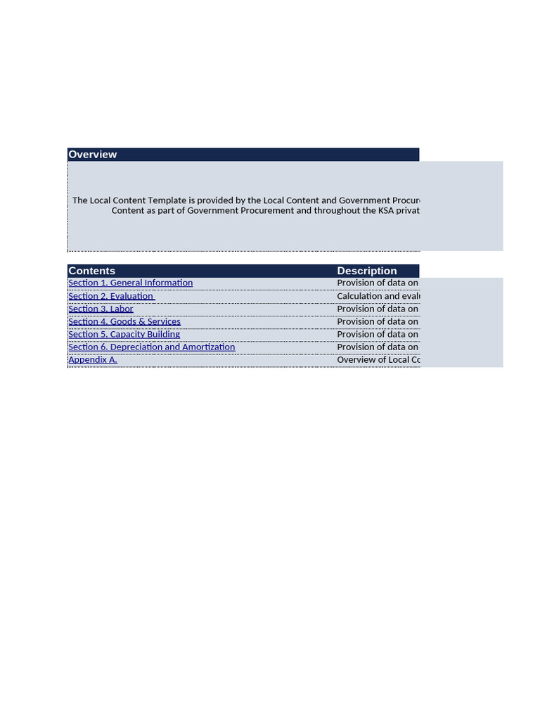 Local Content Plan Template Guide | PDF | Depreciation | Expense