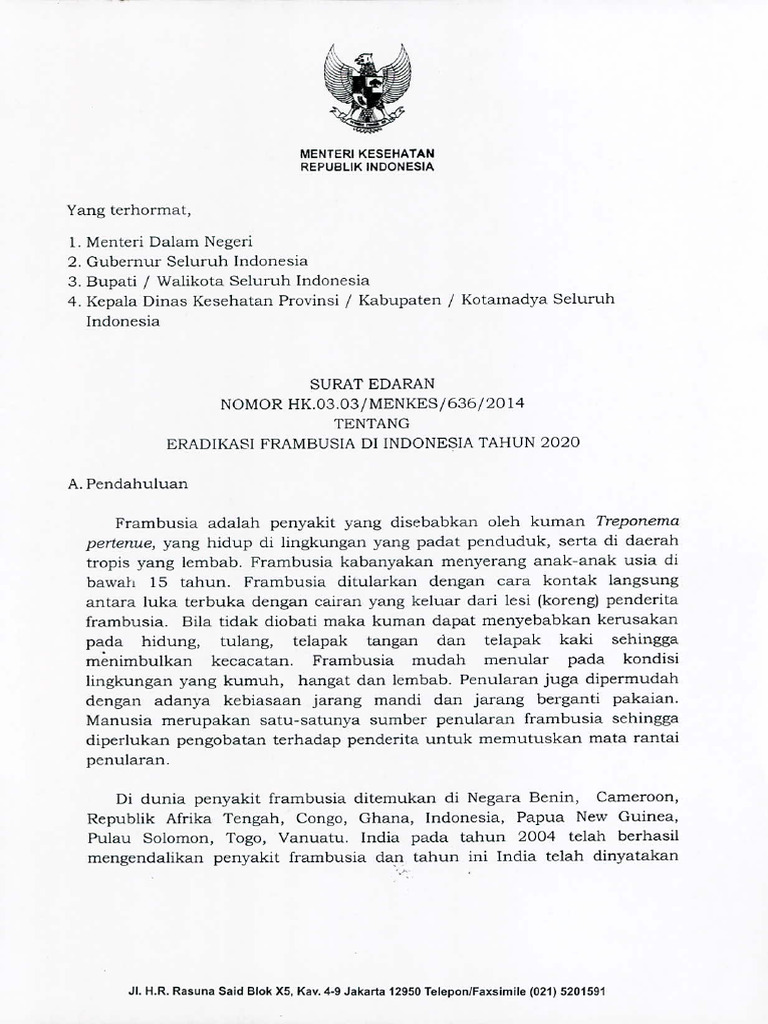 Surat Edaran Eradikasi Frambusia | PDF