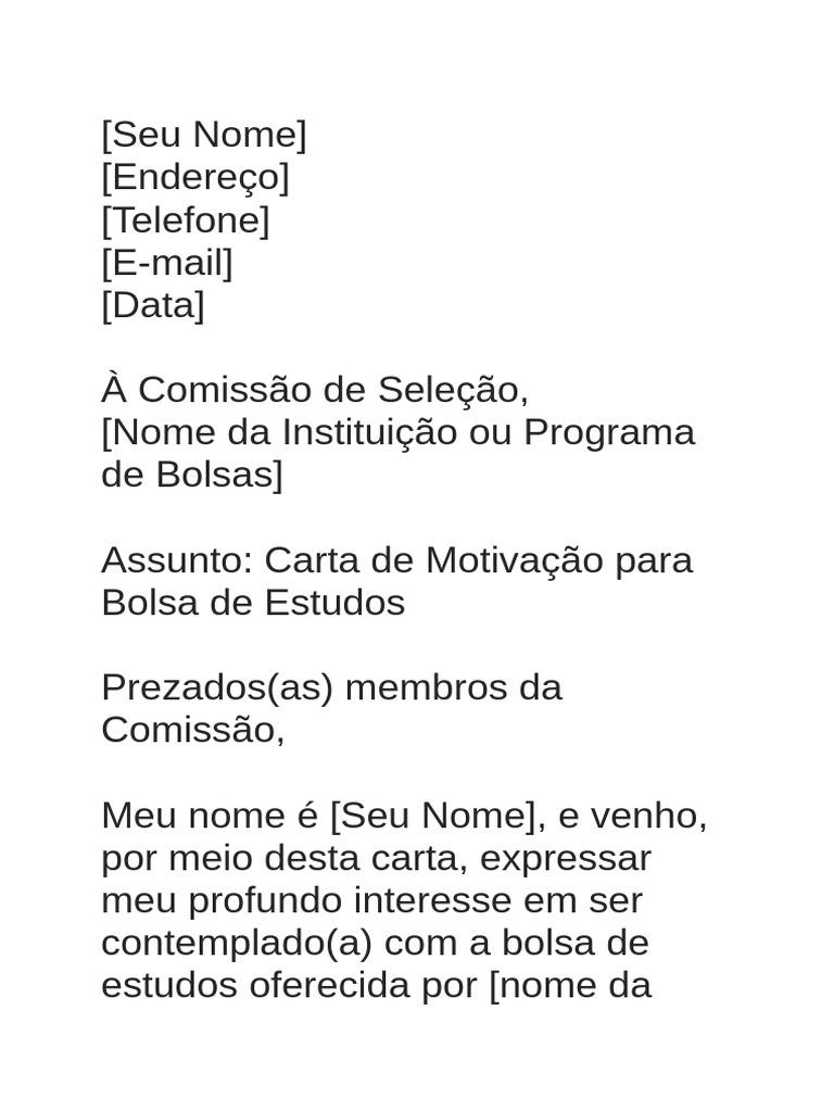 Carta de Motivação para Bolsa de Estudos | PDF