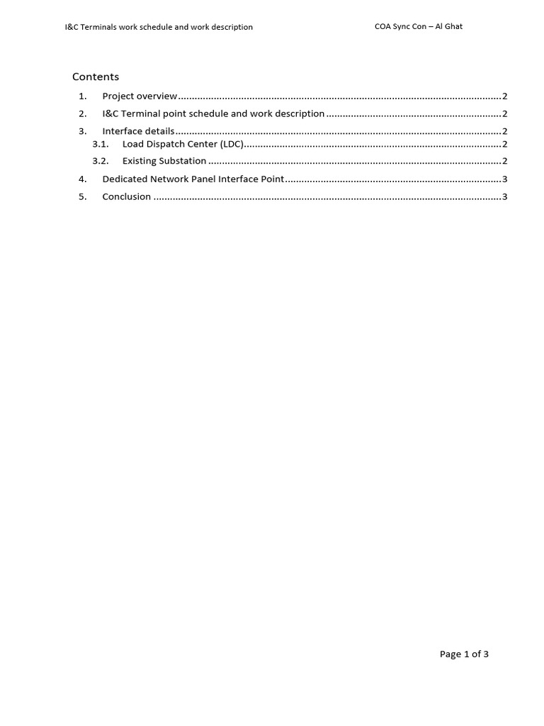 I&C Terminals Point Schedule and Work Description 20250603 | PDF ...