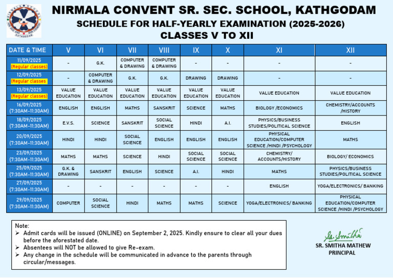 RBSE Class 12 Half-Yearly Exam Schedule 2025 | PDF | Science