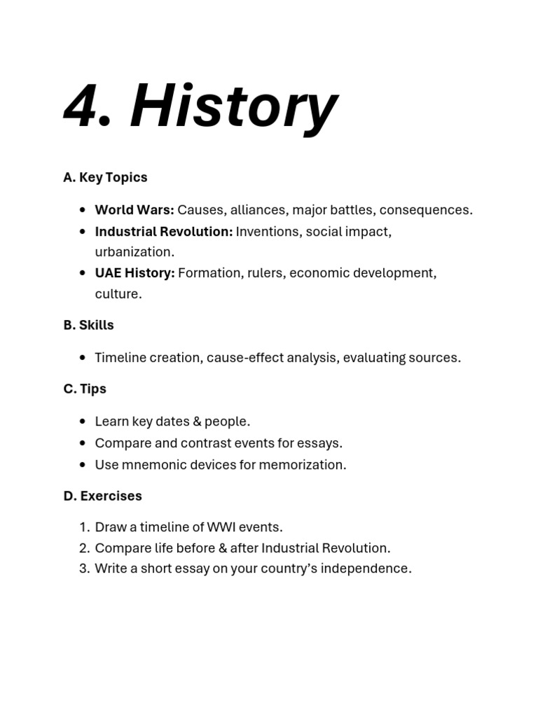 Key Historical Topics and Skills Guide | PDF