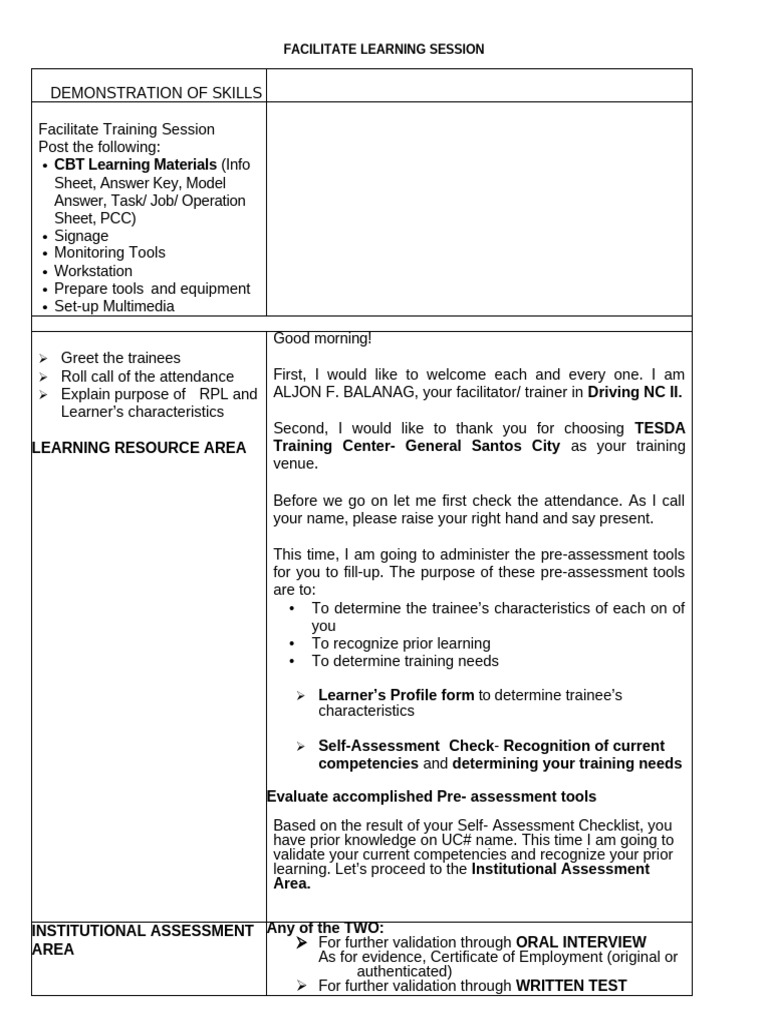 Learning Session Facilitation Guide | PDF | Learning | Behavior ...