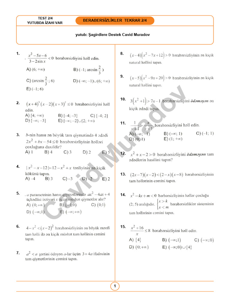 Berabersi̇zli̇kler Tekrar 2 - 4 | PDF