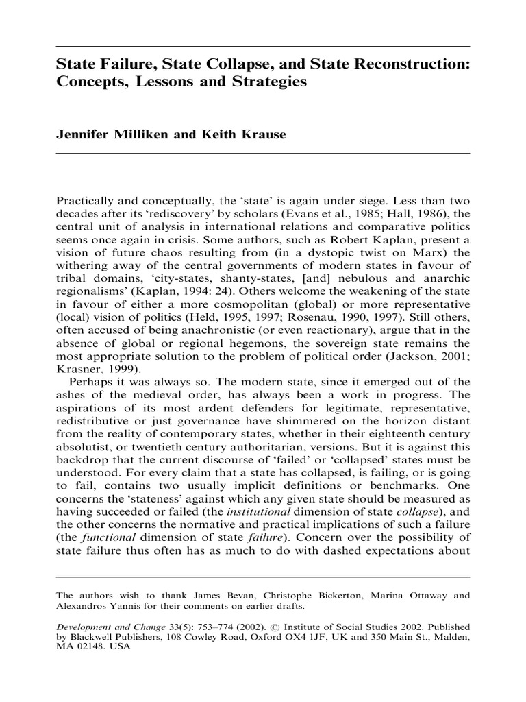 State Failure State Collapse and State R | PDF | Failed State | State ...