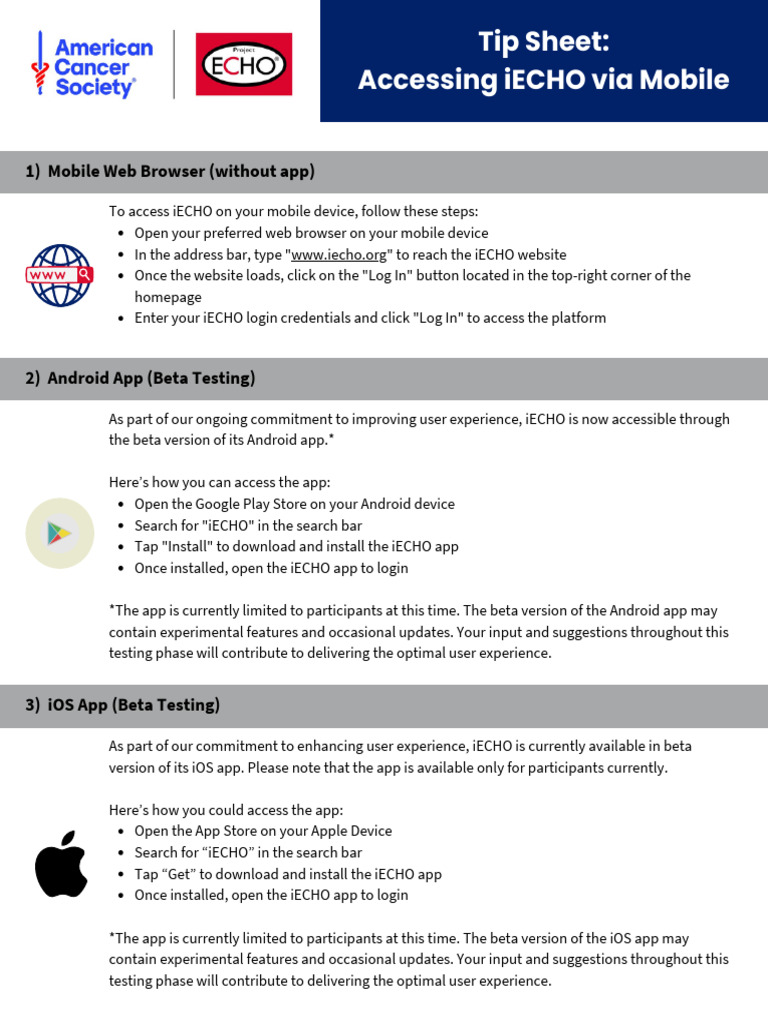 Accessing iECHO Mobile Apps Guide | PDF