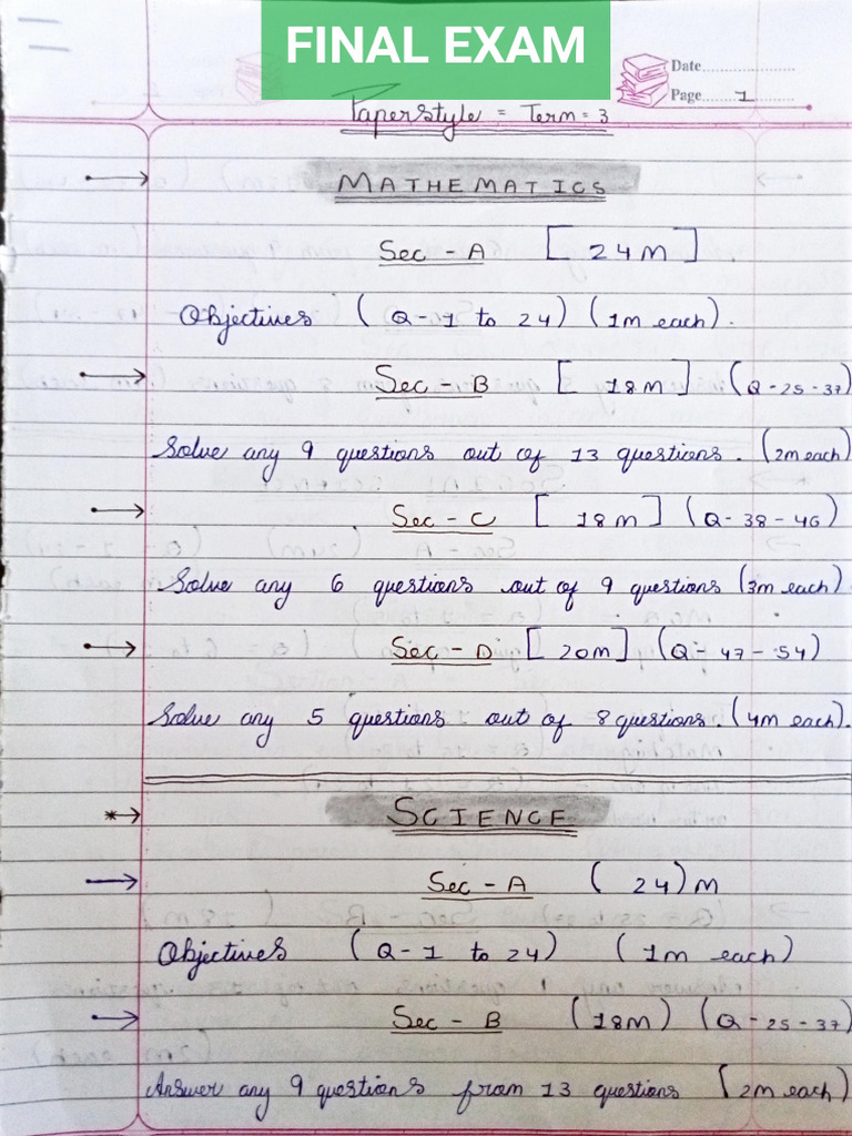 STD 9 Final Test Paper Style | PDF
