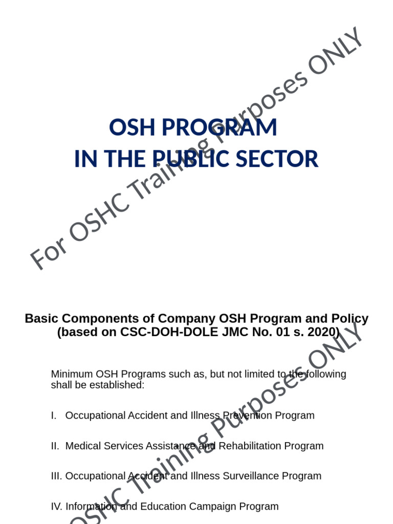 OSH Program Overview for Public Sector | PDF | Occupational Safety And ...