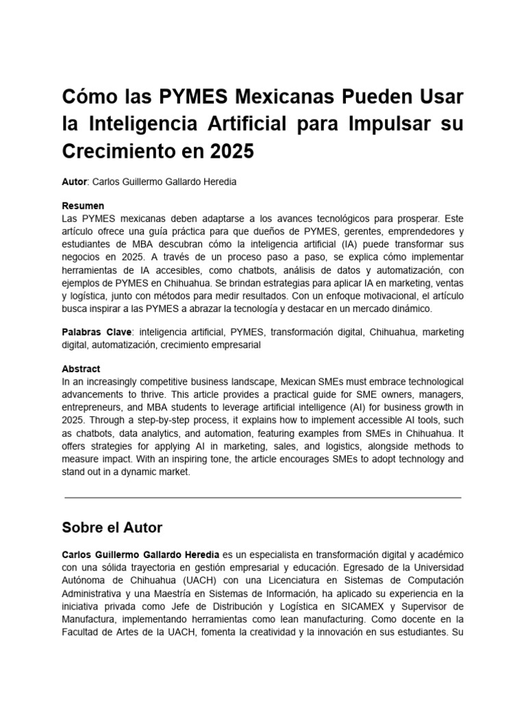 IA para el Crecimiento de PYMES en 2025 | PDF | Inteligencia artificial ...