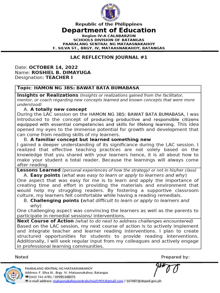 Reflection Lac Sessions | PDF | Learning | Mentorship