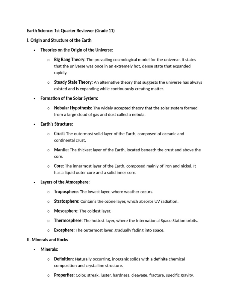 Earth Science Reviewer For !ST Quarter in Grade 11 | PDF | Plate ...
