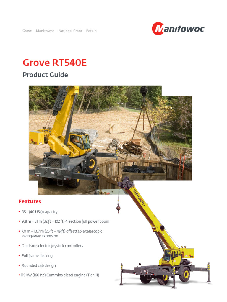 Grove RT540E Load Chart Overview | PDF | Truck | Vehicles
